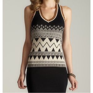 Carmen Marc Valvo Ring Knit Racer Back Tank